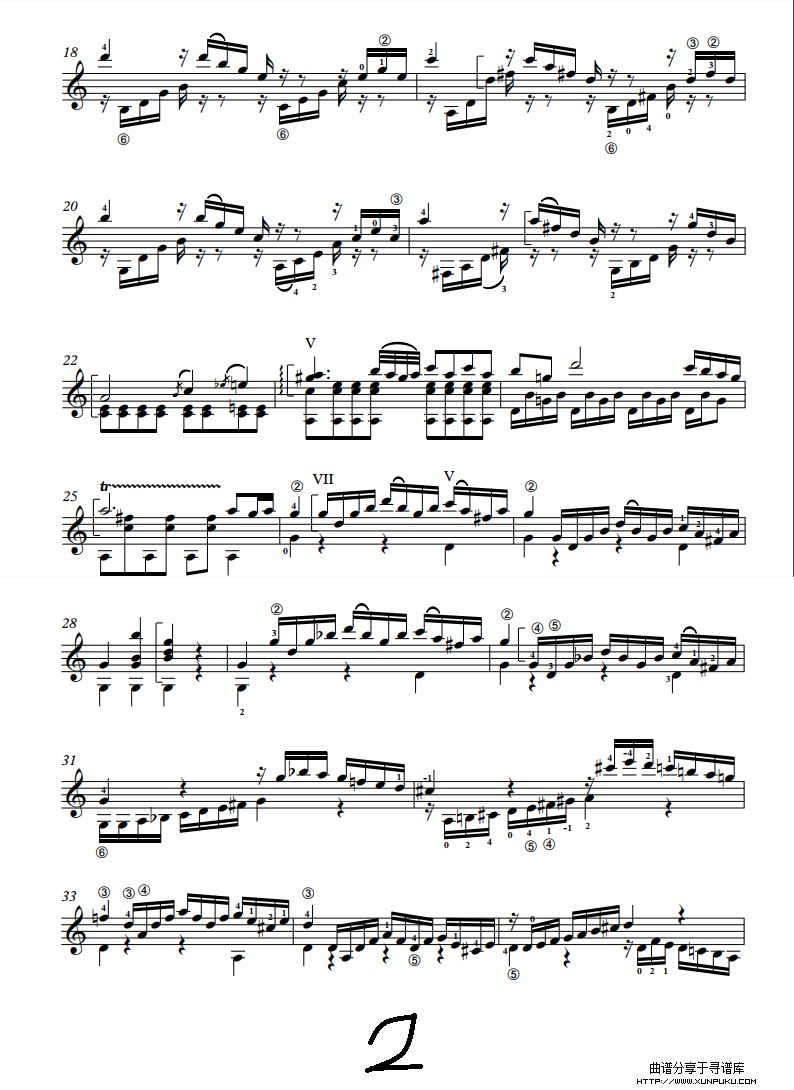 Mozart Piano Sonata K.545（古典吉他）吉他谱第2页