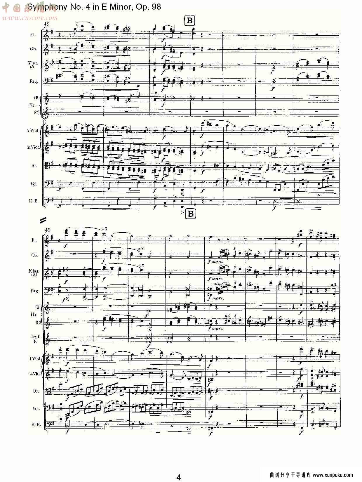 e小调第四交响曲, op.98第一乐章（一）总谱第4页