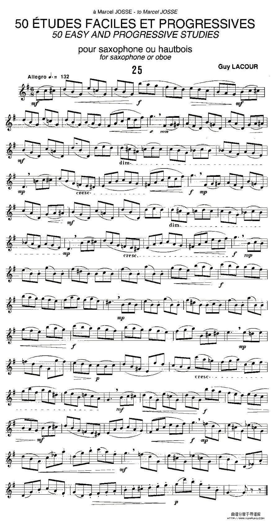Guy Lacour 50 首萨克斯练习曲之25萨克斯谱