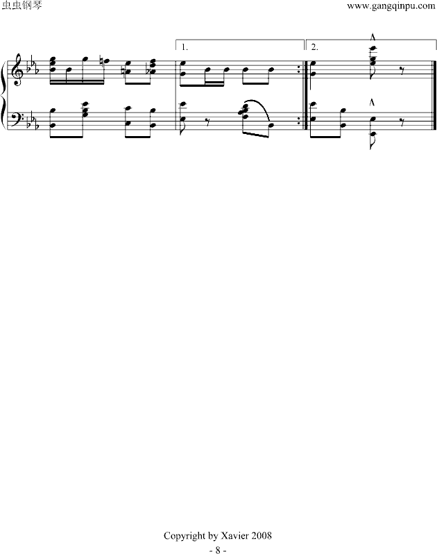 小瀑布(爵士)the cascades(jazz)钢琴谱第8页