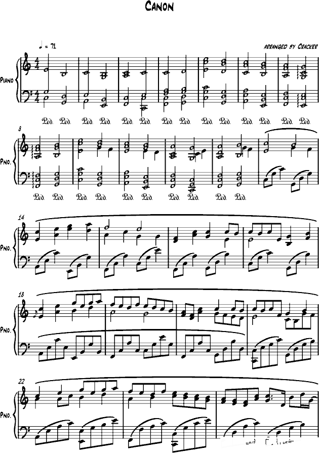 canon向日葵饼干版钢琴谱(钢琴曲)钢琴谱第1页