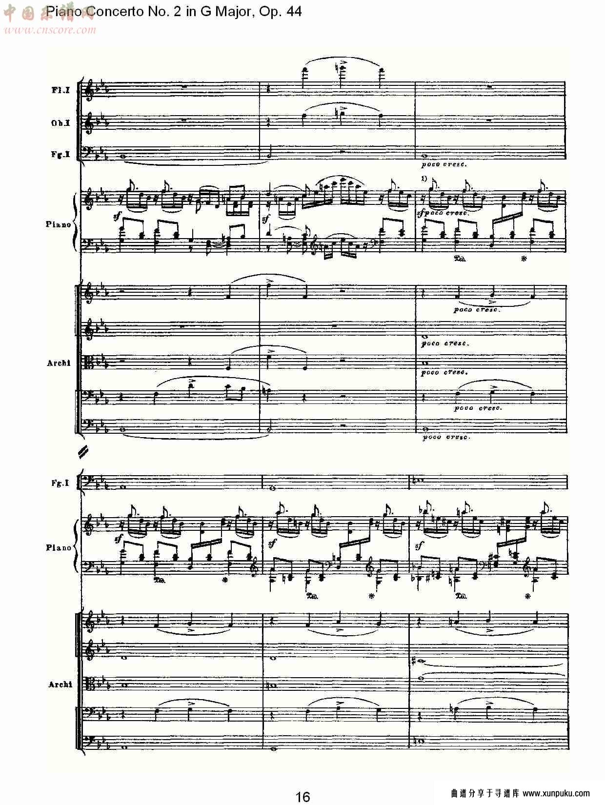 g大调第二钢琴协奏曲, op.44第一乐章（四）总谱第1页