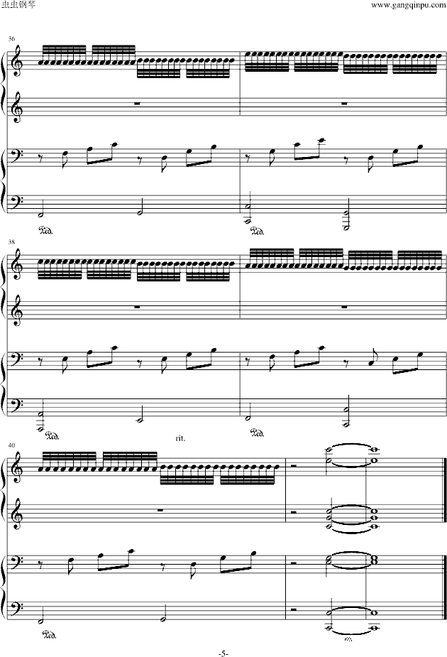 卡农（四手联弹）钢琴谱(钢琴曲)钢琴谱第5页