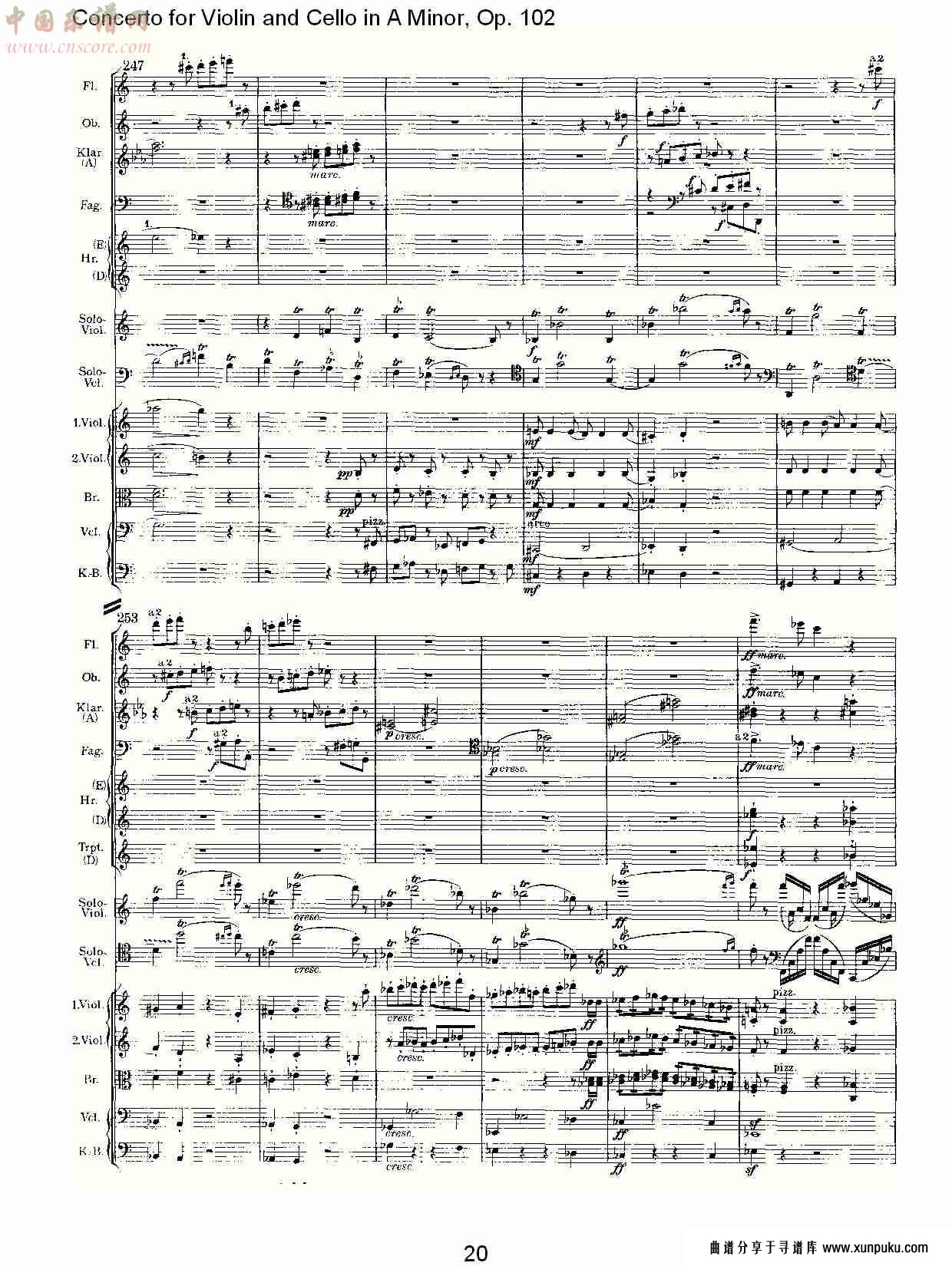 a小调小提琴与大提琴协奏曲, op.102第一乐章（四）总谱第5页