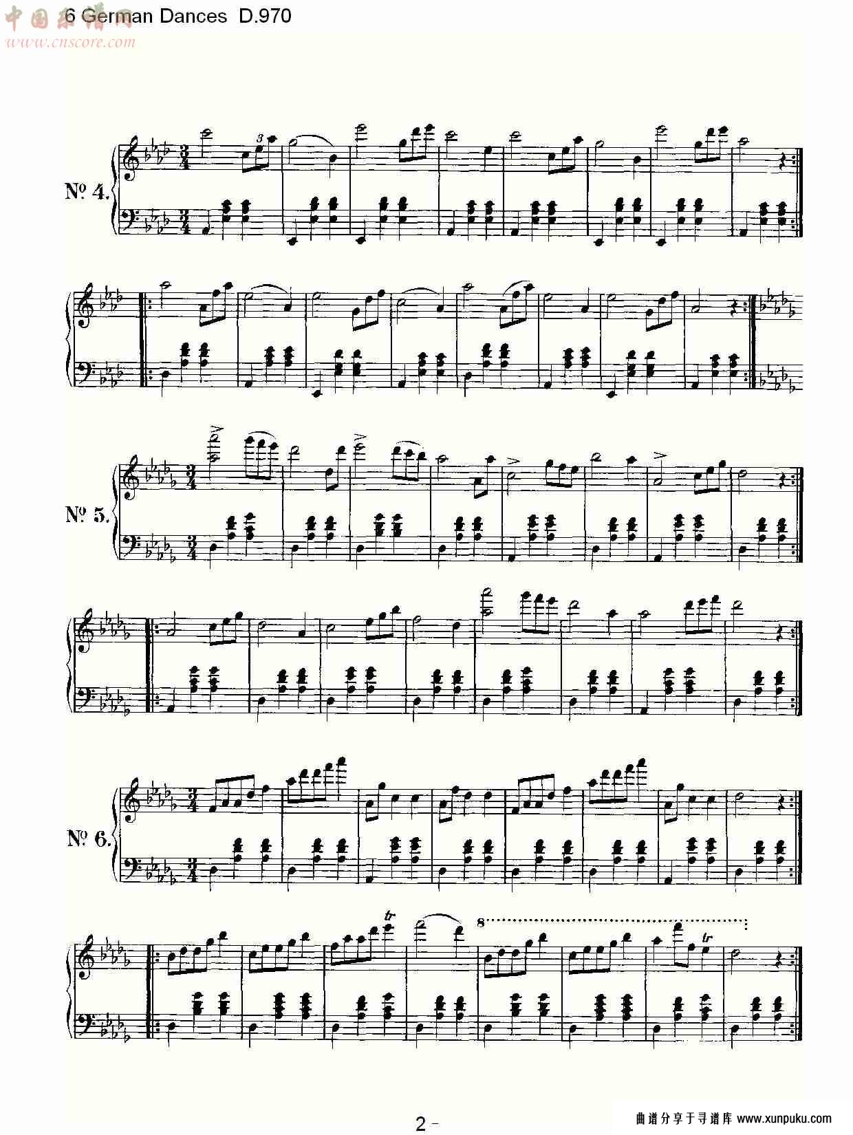 6 german dances d.970   6德国舞曲d.970总谱第2页