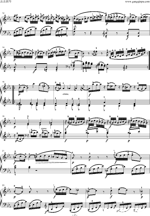 莫扎特第四钢琴奏鸣曲(k.282)钢琴谱第2页