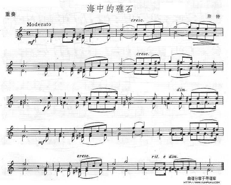 海中的礁石（重奏）小提琴谱