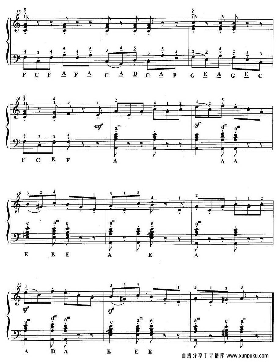 手风琴考级第三级：4、乐曲手风琴谱第2页