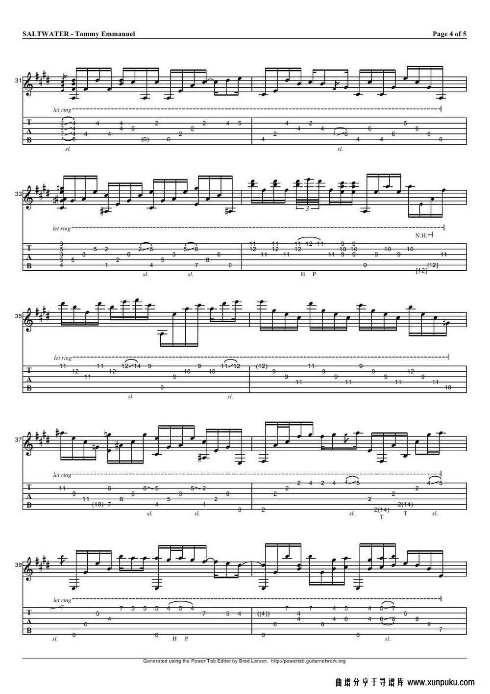 tommy emmanuel： saltwater(1)（指弹吉它）吉他谱第4页