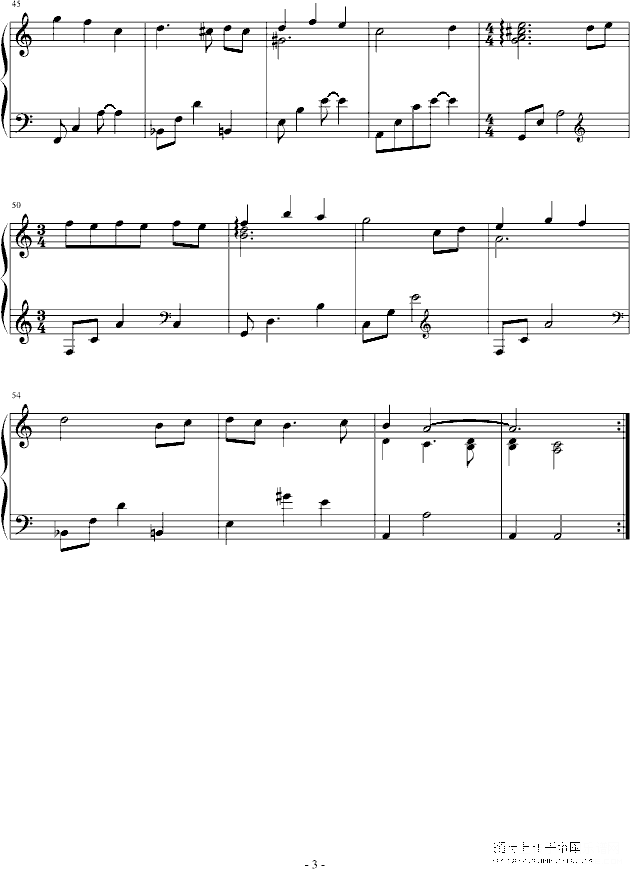 冬季恋歌 插曲钢琴谱第3页