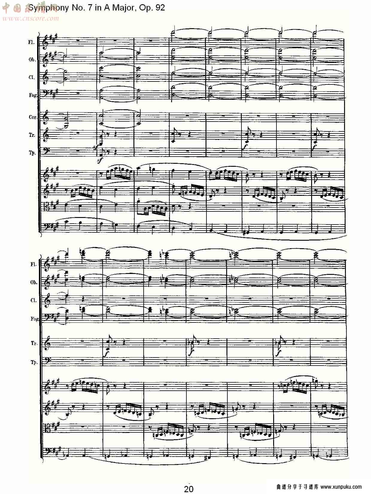 a大调第七交响曲 op.92 第四乐章总谱第14页