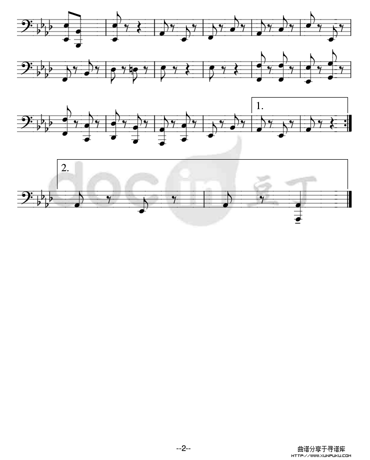 团结友谊进行曲(大号分谱)铜管乐谱第2页