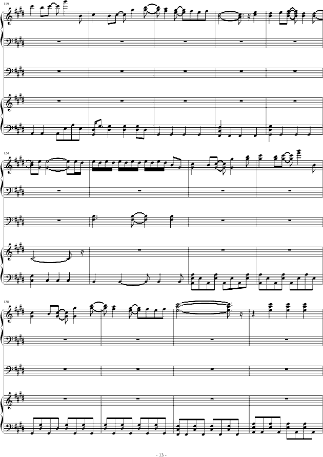 凉宫春日的忧郁插曲（四手车尔尼版）钢琴谱第5页