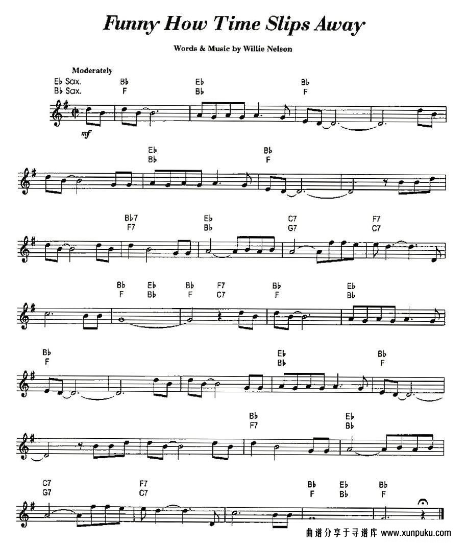 Funny How Time Slips Away萨克斯谱