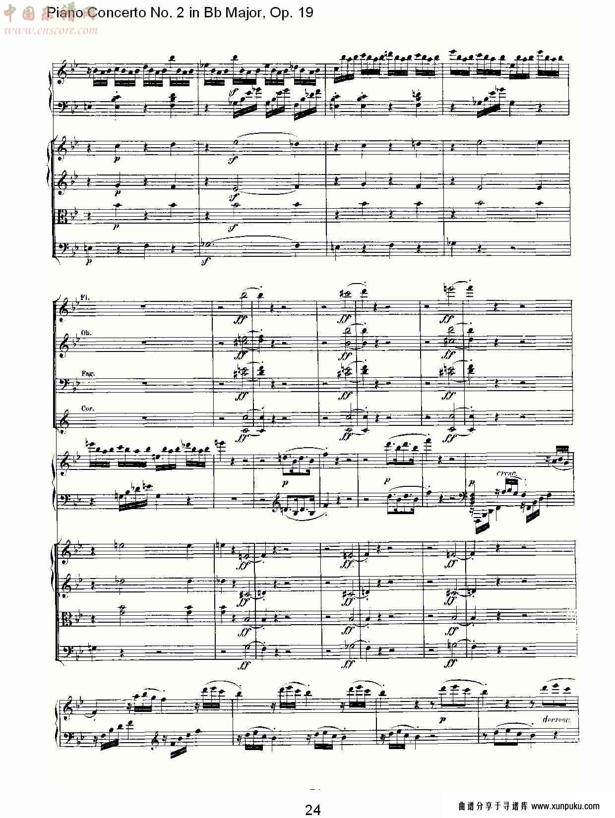 bb大调钢琴第二协奏曲 op.19　第一乐章（三）总谱第4页