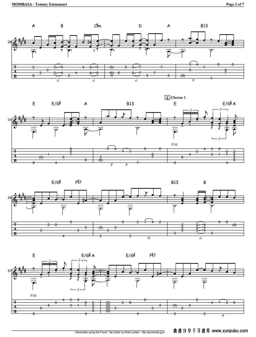 tommy emmanuel：mombasa（指弹吉他）吉他谱第3页