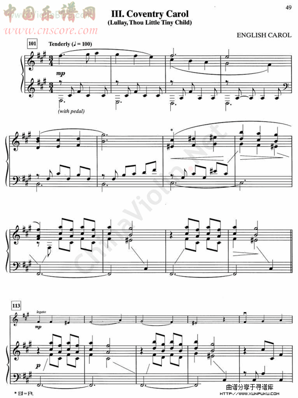 iii.coventry carol 钢琴伴奏小提琴谱第1页