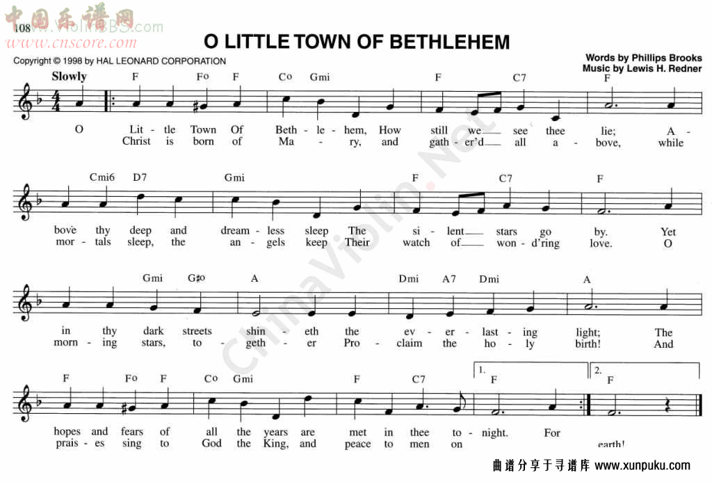 143.o little twon of bethlehem小提琴谱