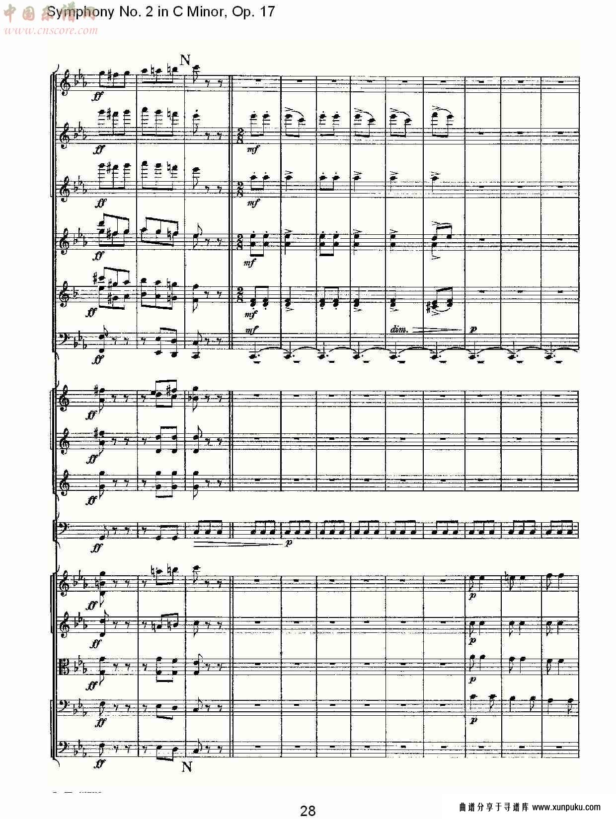 c小调第二交响曲, op.17第三乐章（六）总谱第3页
