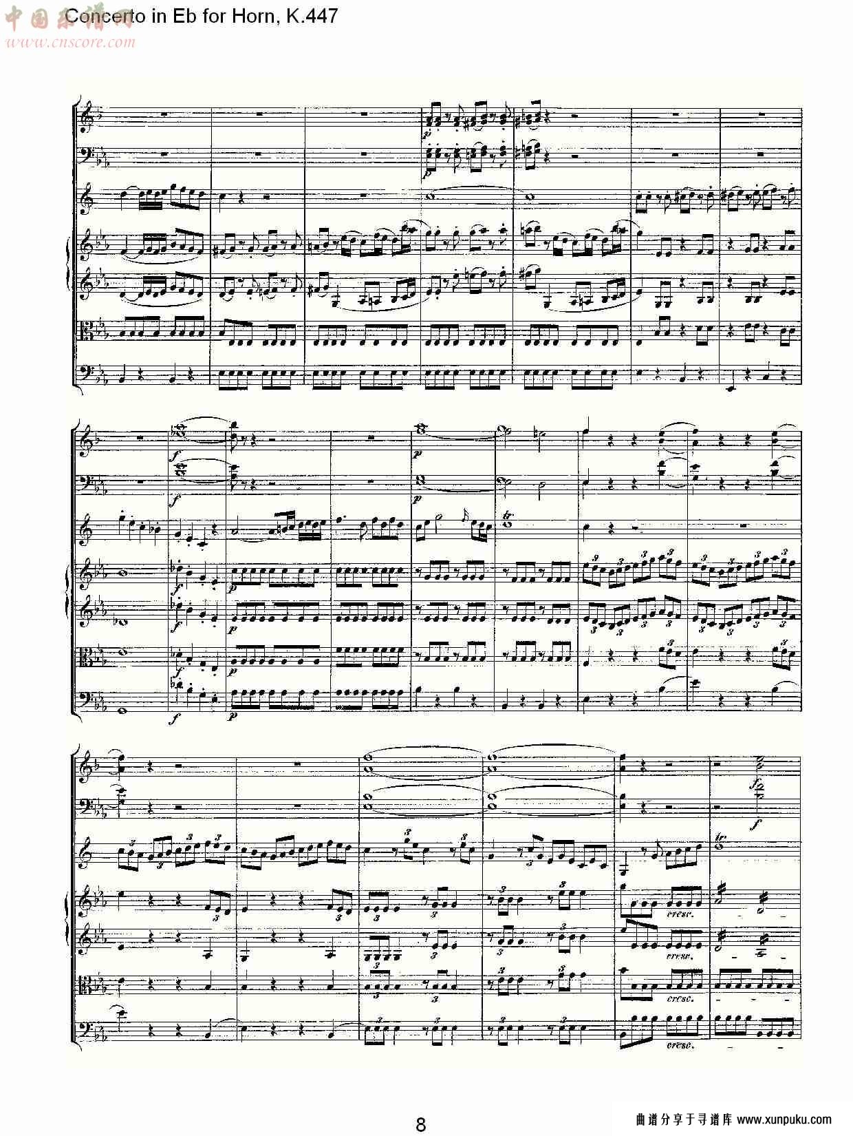 eb调法国号协奏曲, k.447（二）总谱第3页