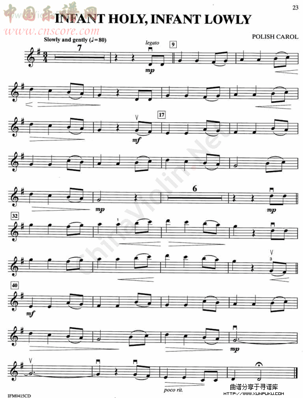 infant holy, infant lowly 小提琴小提琴谱