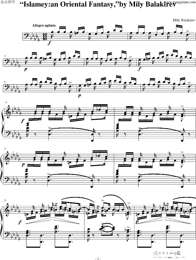 伊斯拉美钢琴谱(钢琴曲)钢琴谱第1页