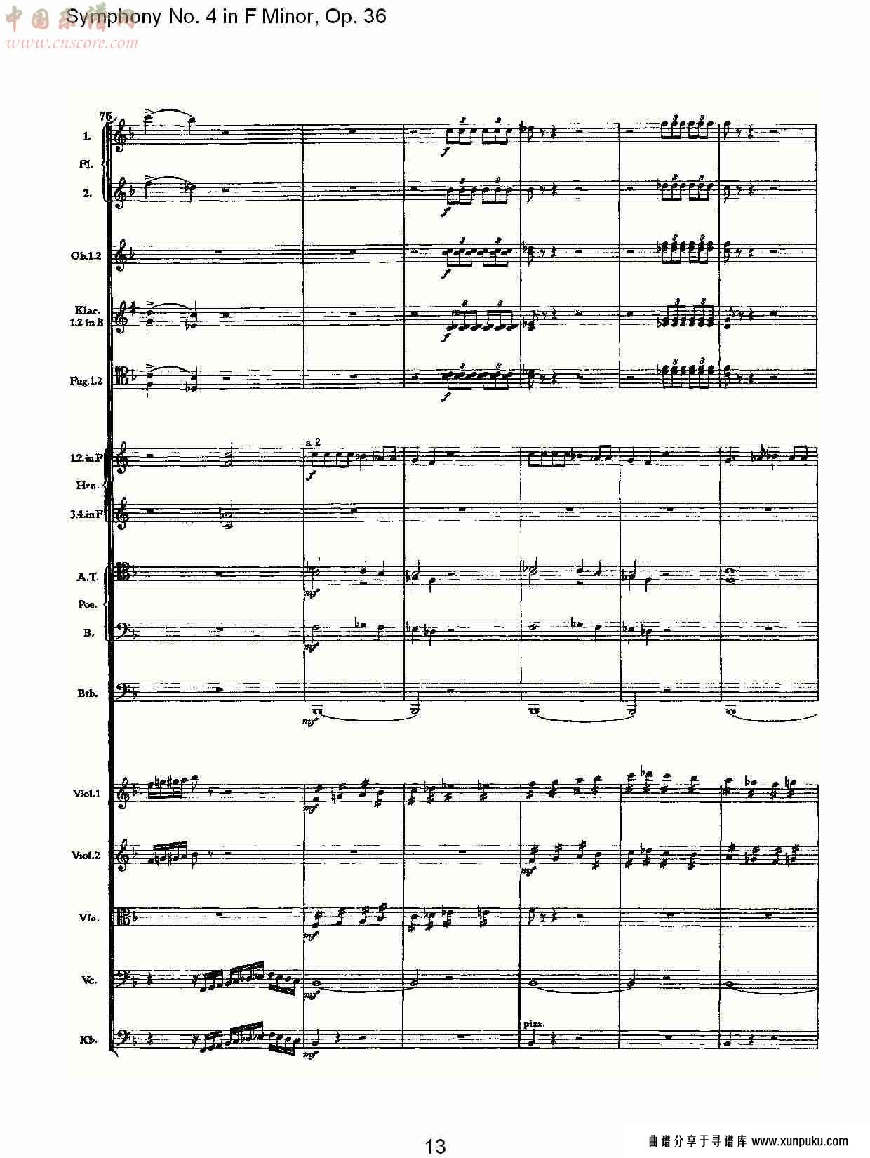 f小调第四交响曲,  op. 36 第四乐章（三）总谱第3页