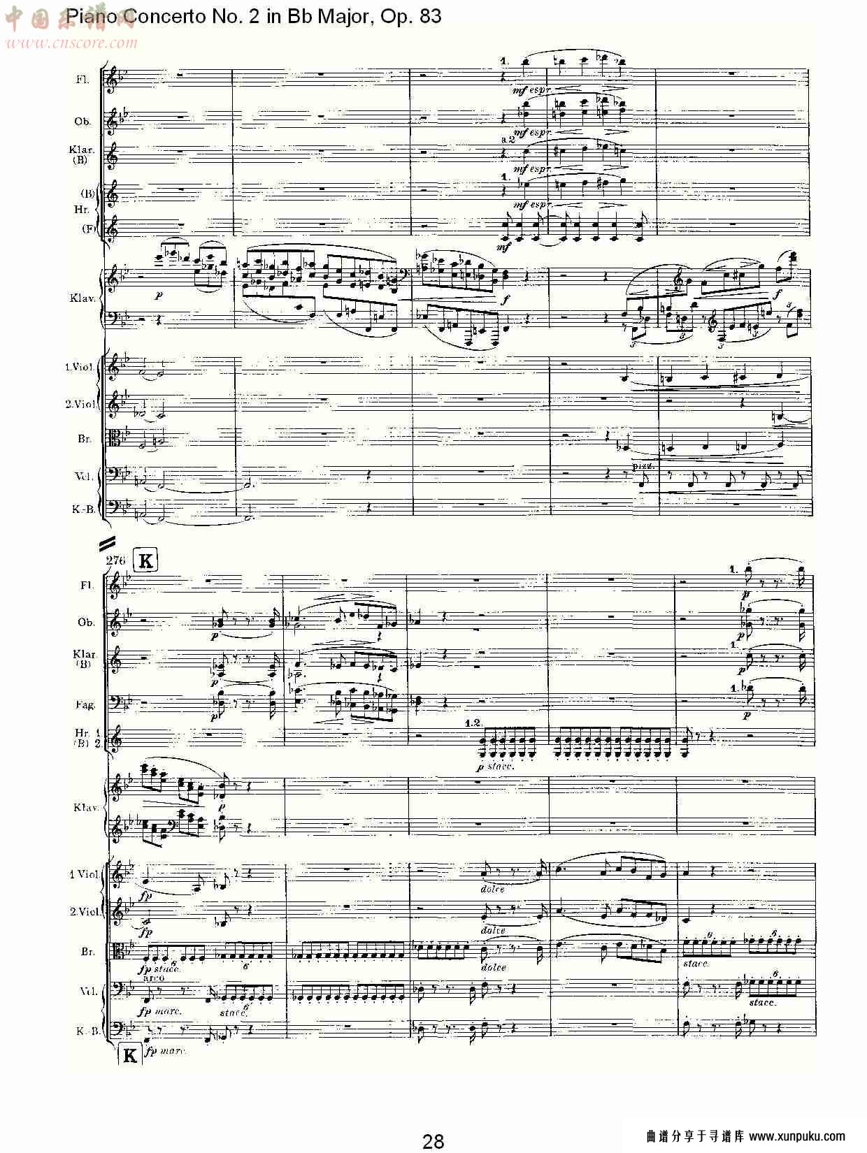 bb大调钢琴第二协奏曲, op.83第一乐章（六）总谱第3页