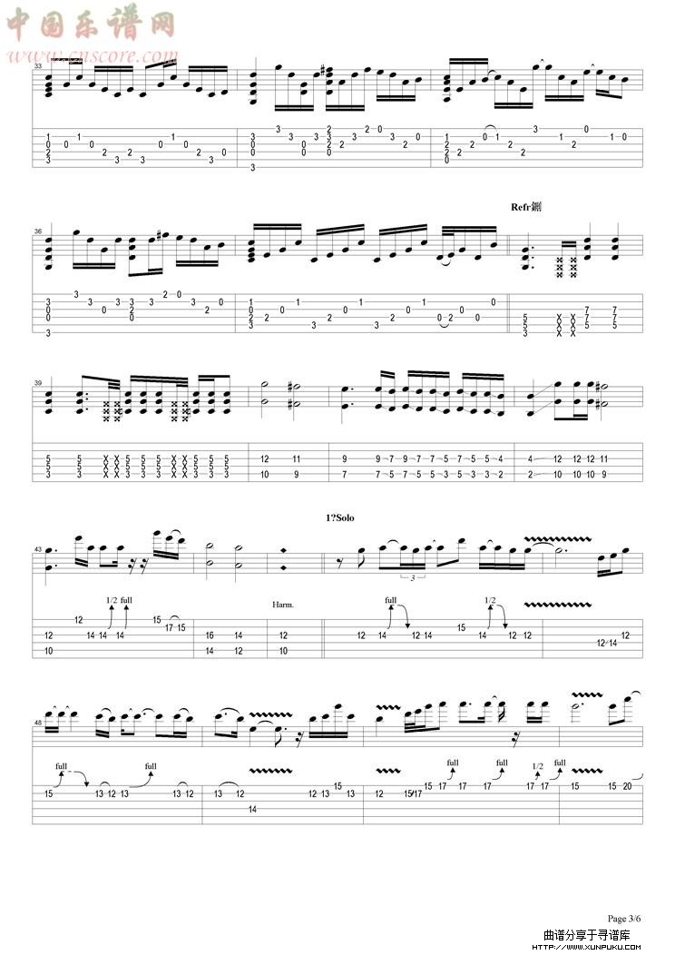 knocking on heavens door吉他谱第3页