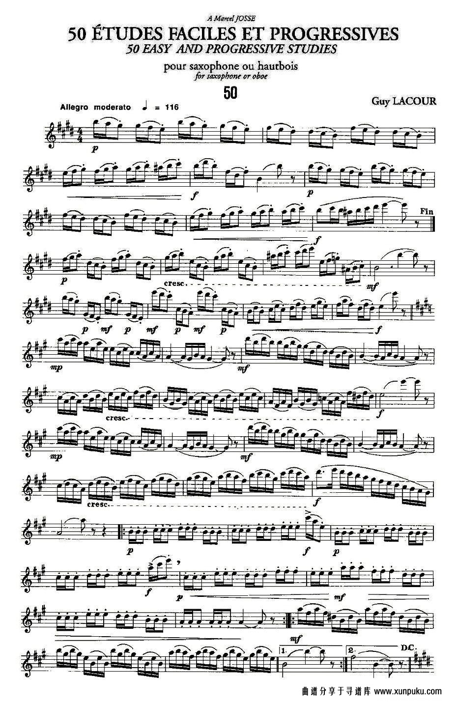 Guy Lacour 50 首萨克斯练习曲之50萨克斯谱