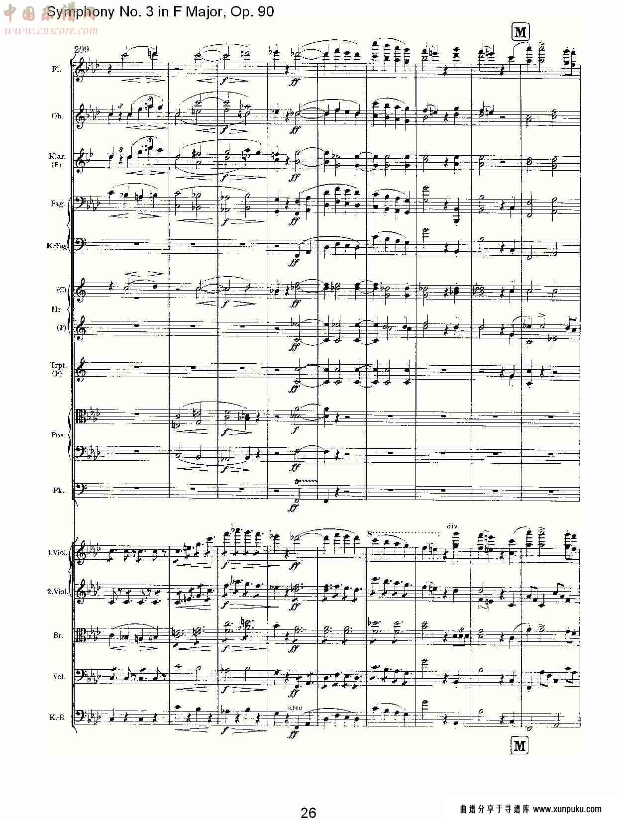 f大调第三交响曲, op.90第四乐章（六）总谱第1页