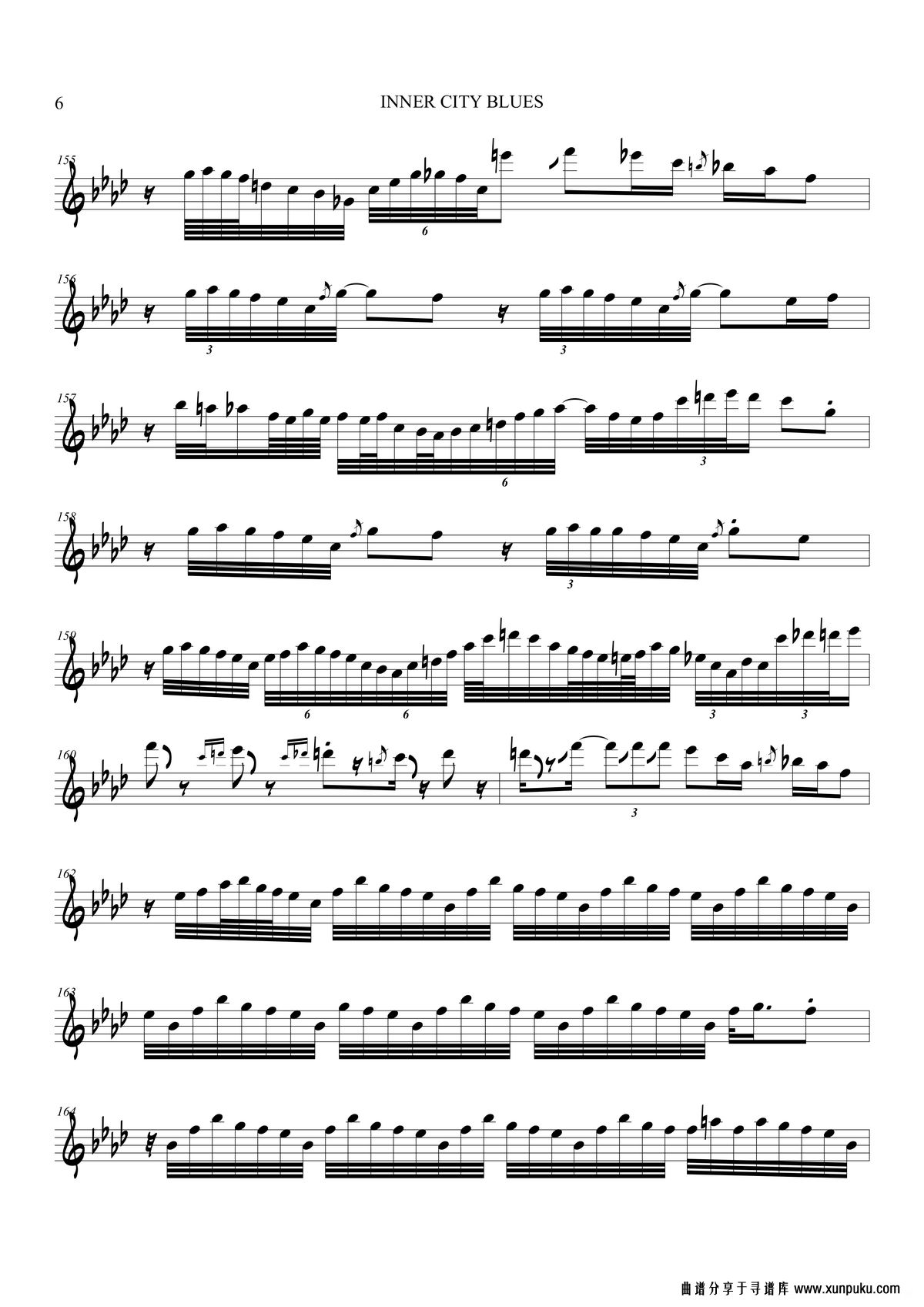 inner city blues（次中音萨克斯）萨克斯谱第6页