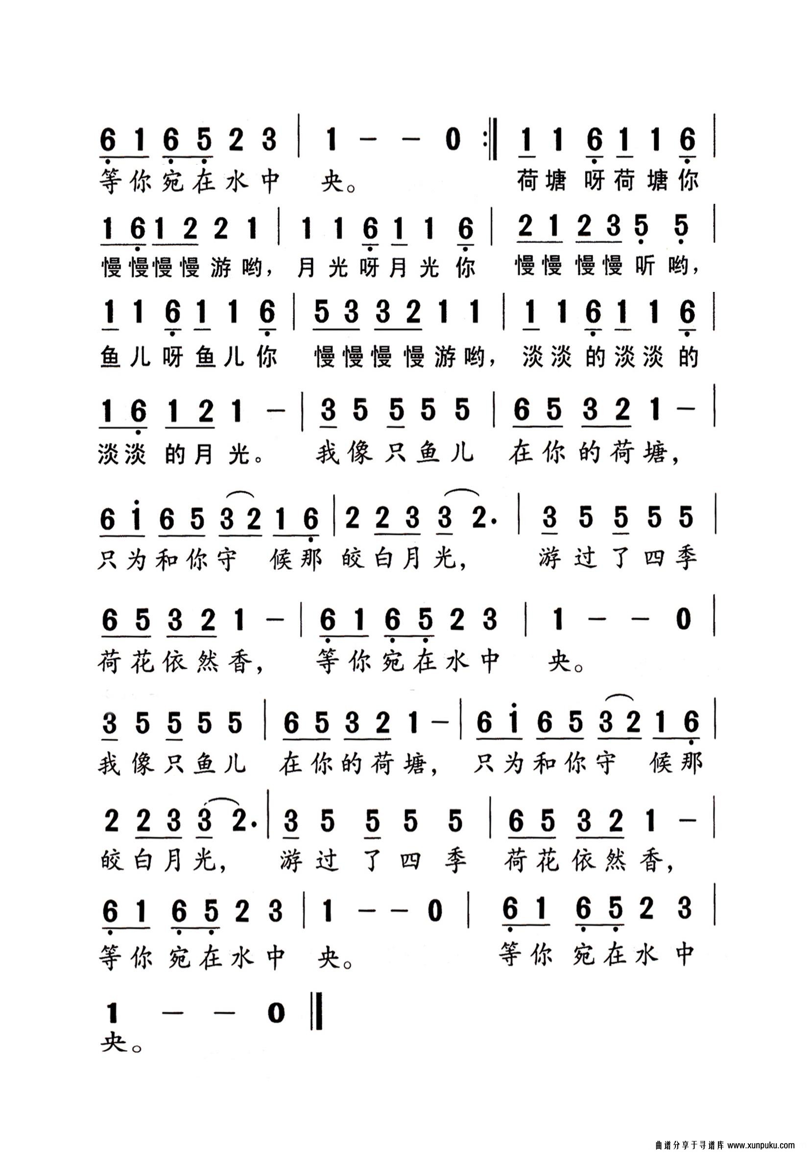 荷塘月色老年人特大字版简谱第2页