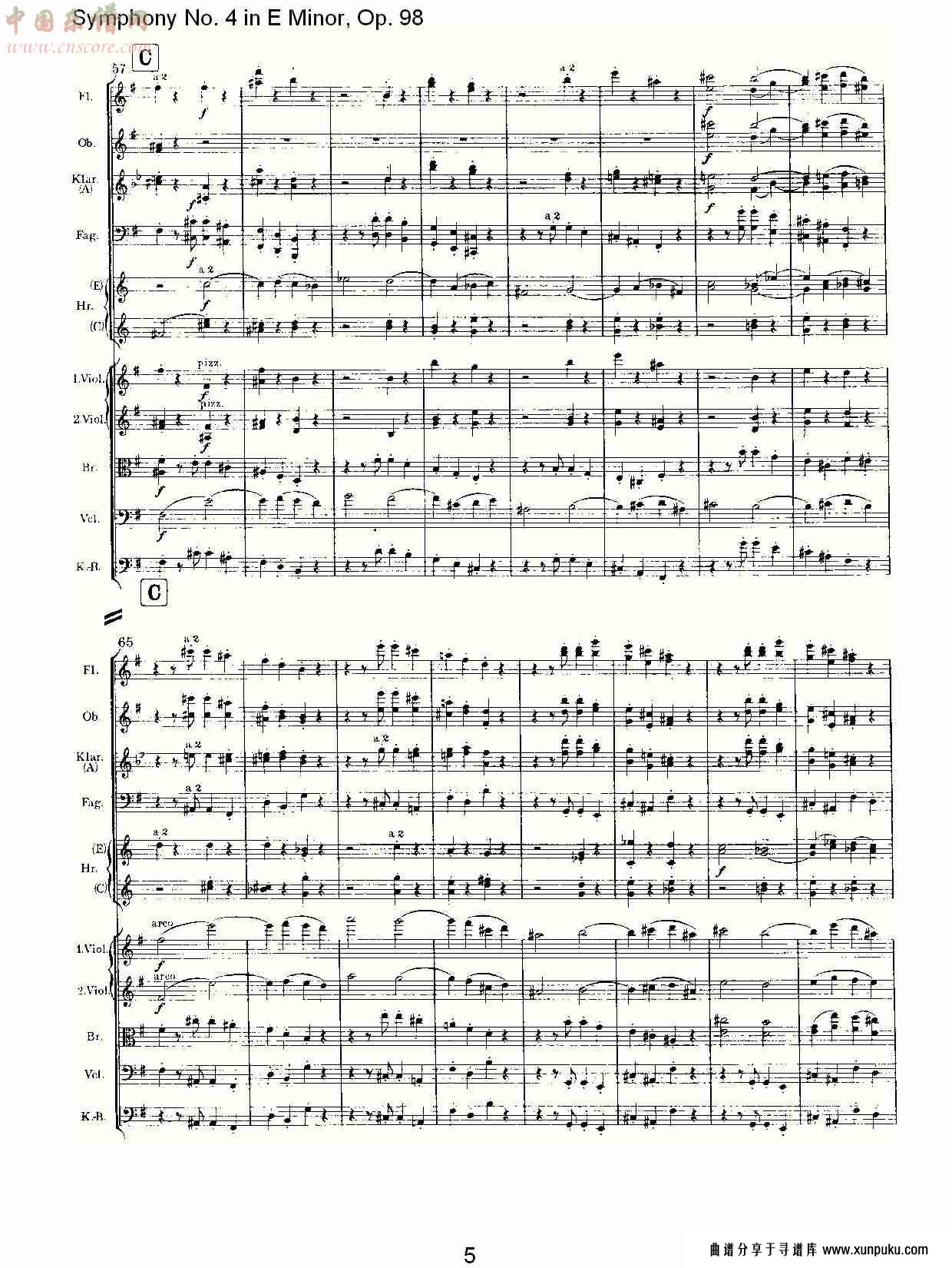 e小调第四交响曲, op.98第一乐章（一）总谱第5页