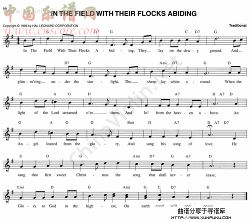 90.in the field with their floocks abiding小提琴谱