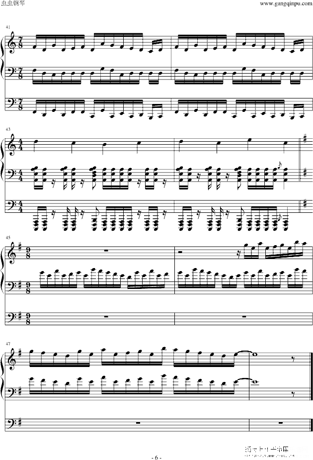 lのテーマ钢琴谱第6页