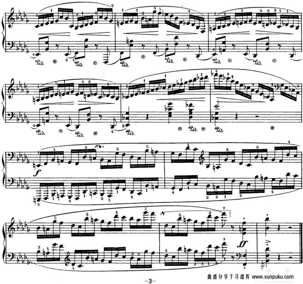 肖邦 24首钢琴前奏曲 Op.28 No.16 降B小调钢琴谱第3页
