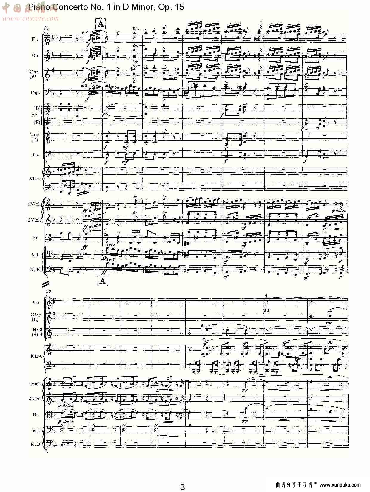d小调钢琴第一协奏曲, op.15第三乐章（一）总谱第4页