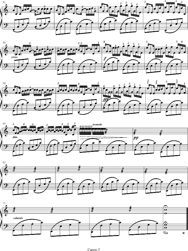 卡农(演奏最简版)钢琴谱(钢琴曲)钢琴谱第3页
