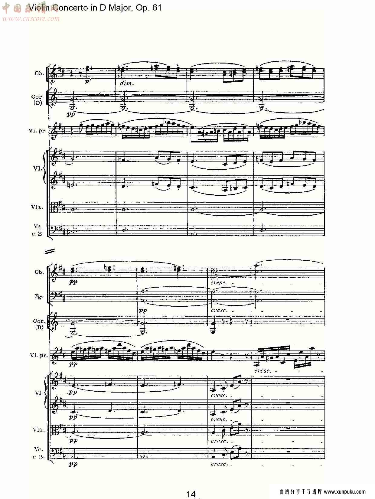 d大调小提琴协奏曲 op.61第三乐章(二)总谱第5页