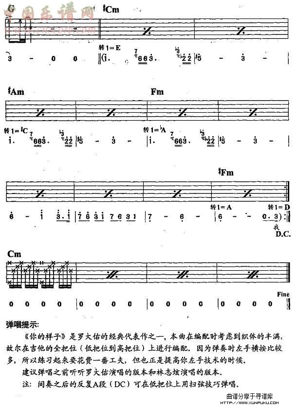 你的样子（吉他弹唱）吉他谱第3页