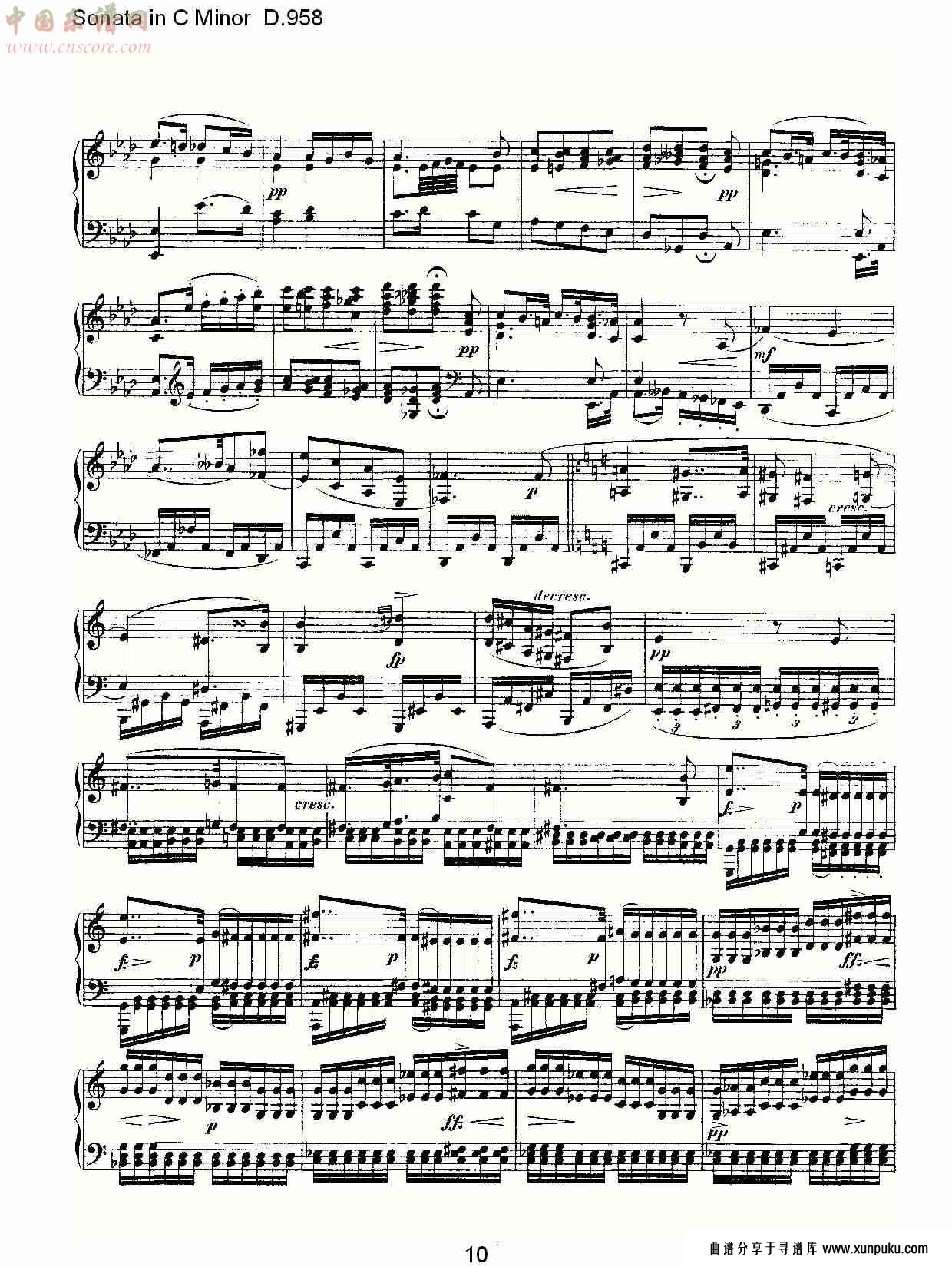 sonata in c minor d.958  c小调奏鸣曲d.958（二）总谱第5页