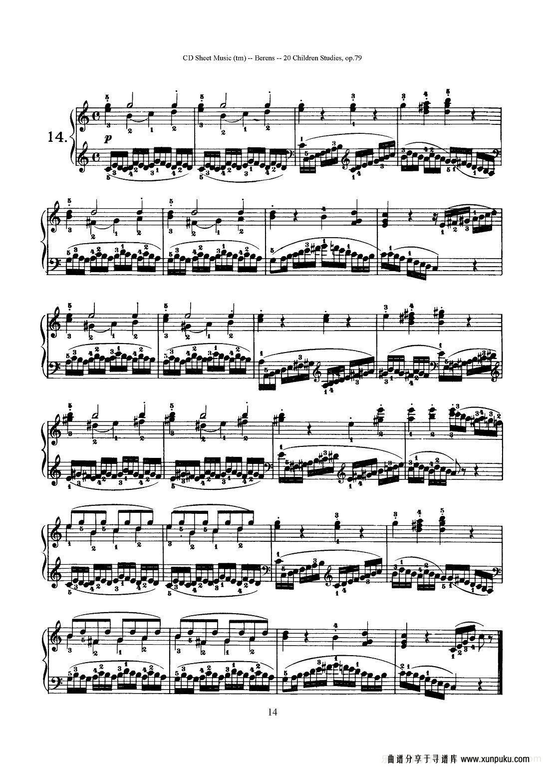贝伦斯20首儿童钢琴练习曲（11—20）钢琴谱第4页