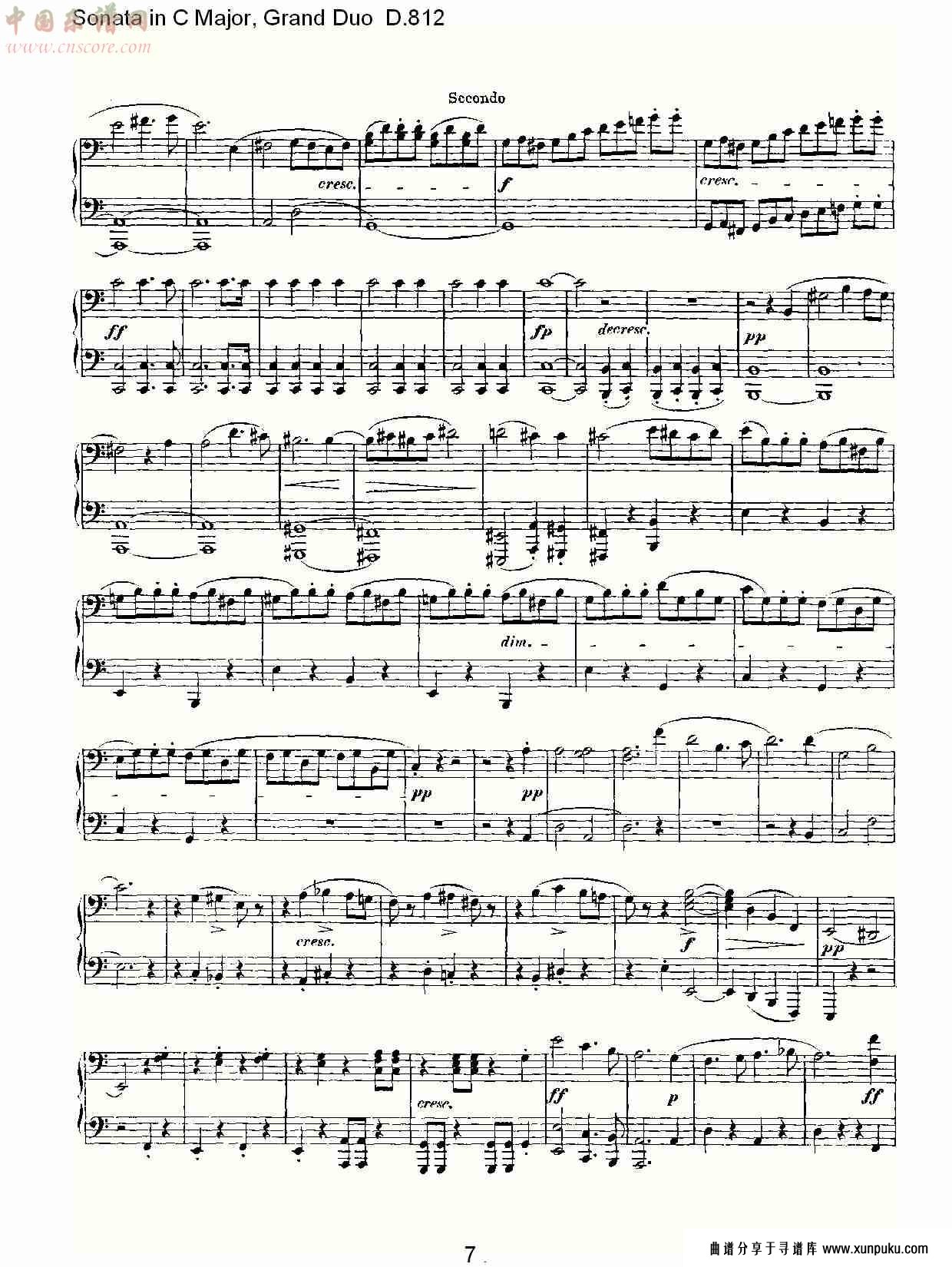 ｃ大调奏鸣曲，盛大的二重奏d.812（二）总谱第2页