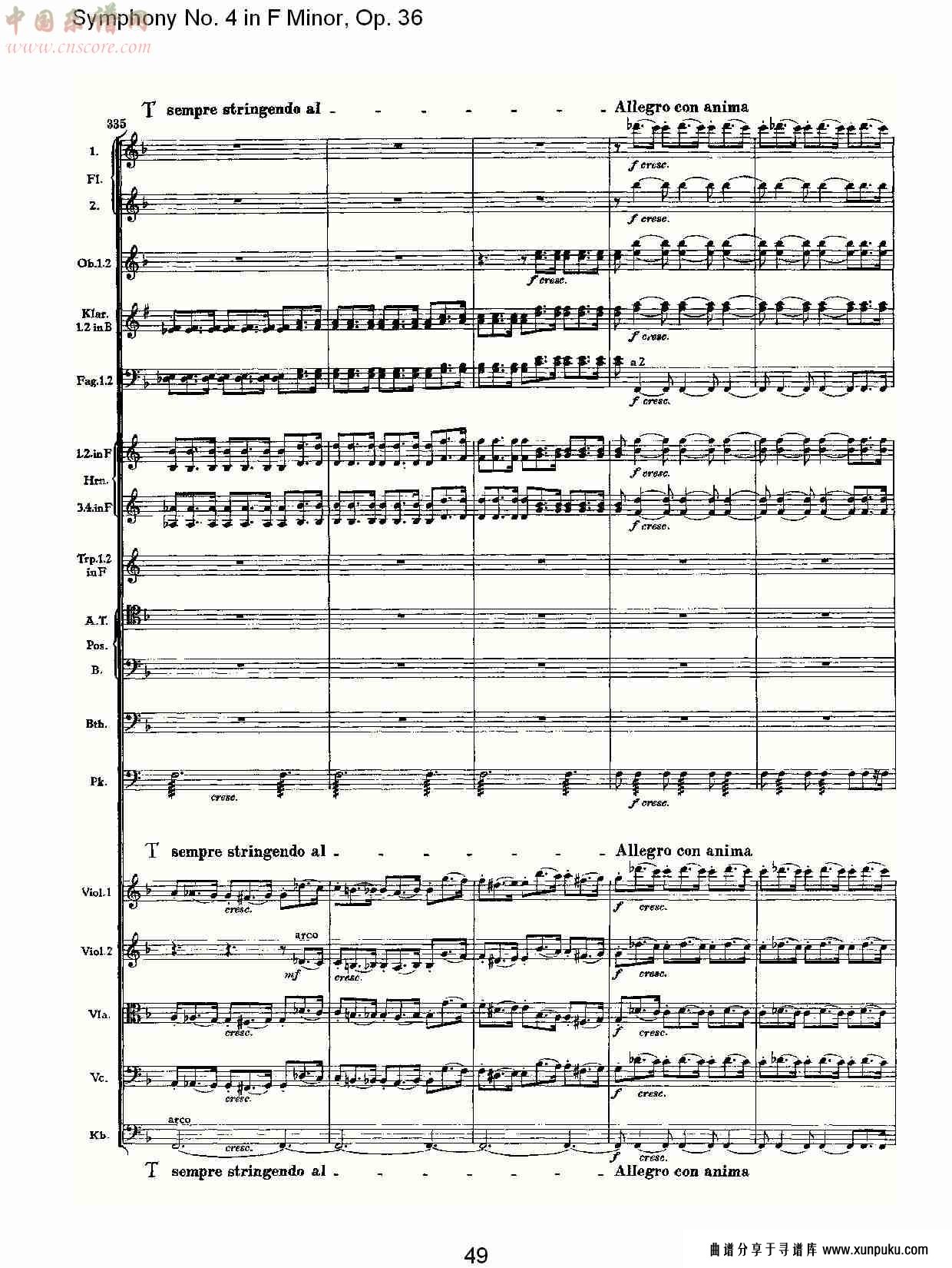 f小调第四交响曲,  op. 36 第一乐章（十）总谱第4页