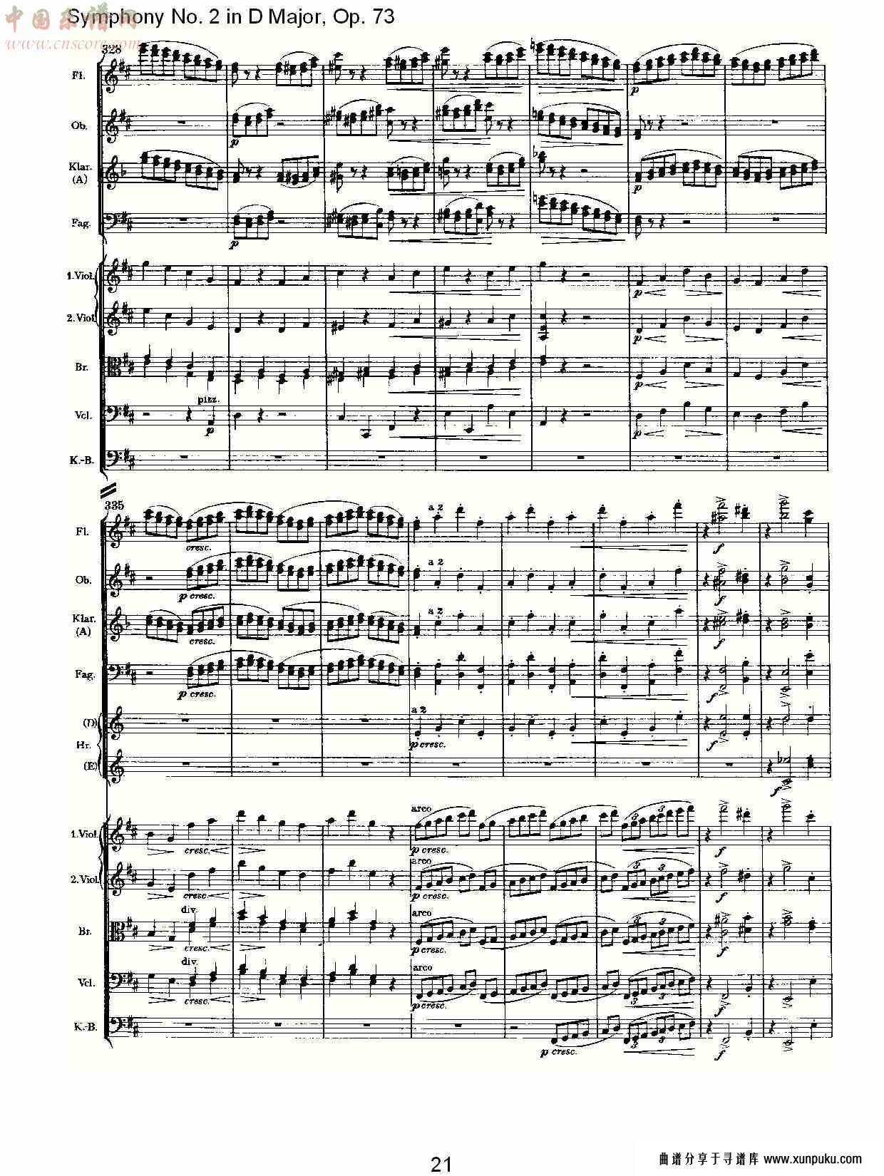 d大调第二交响曲, op.73第四乐章（五）总谱第1页