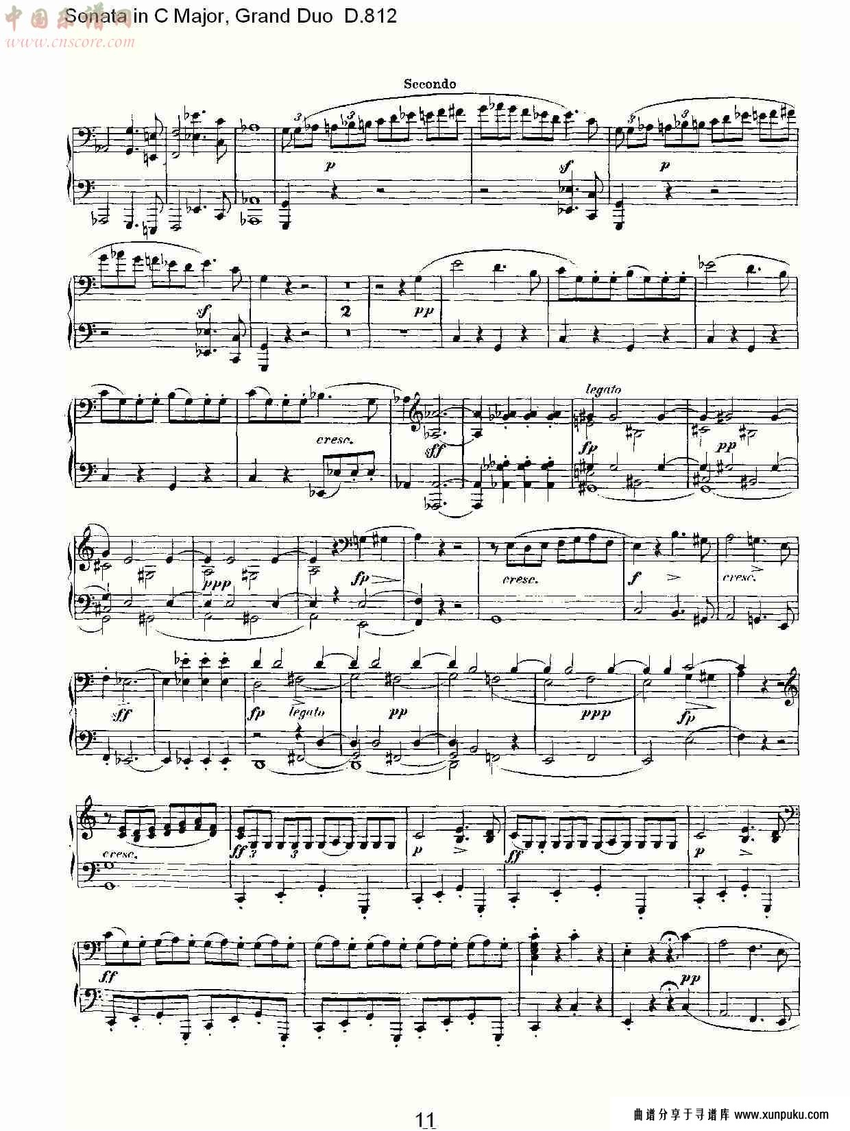 ｃ大调奏鸣曲，盛大的二重奏d.812（三）总谱第1页