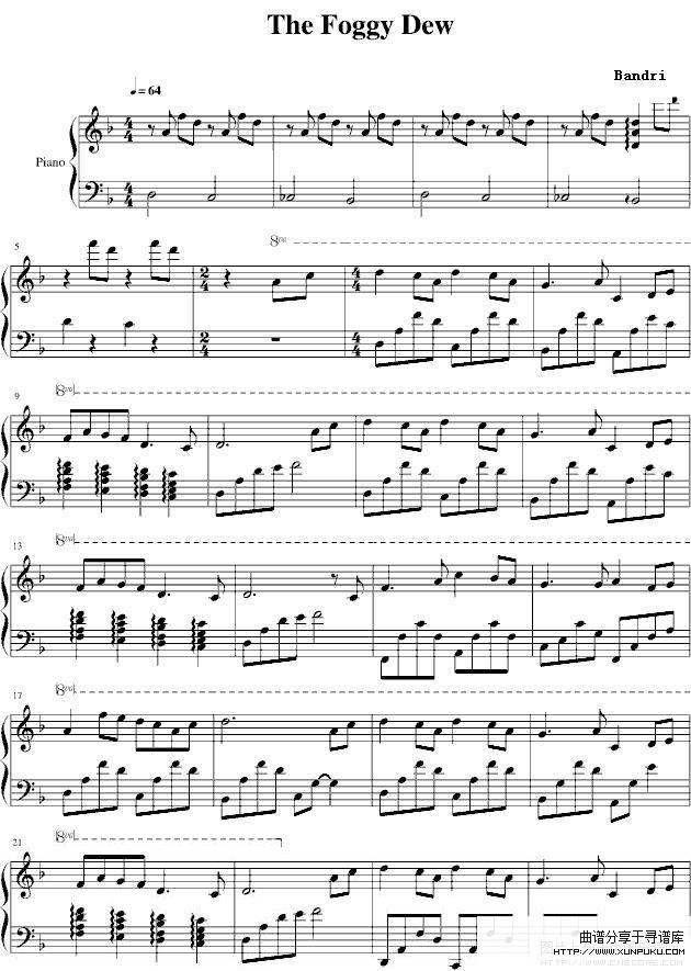 The Foggy Dew(迷雾水珠)钢琴谱第1页