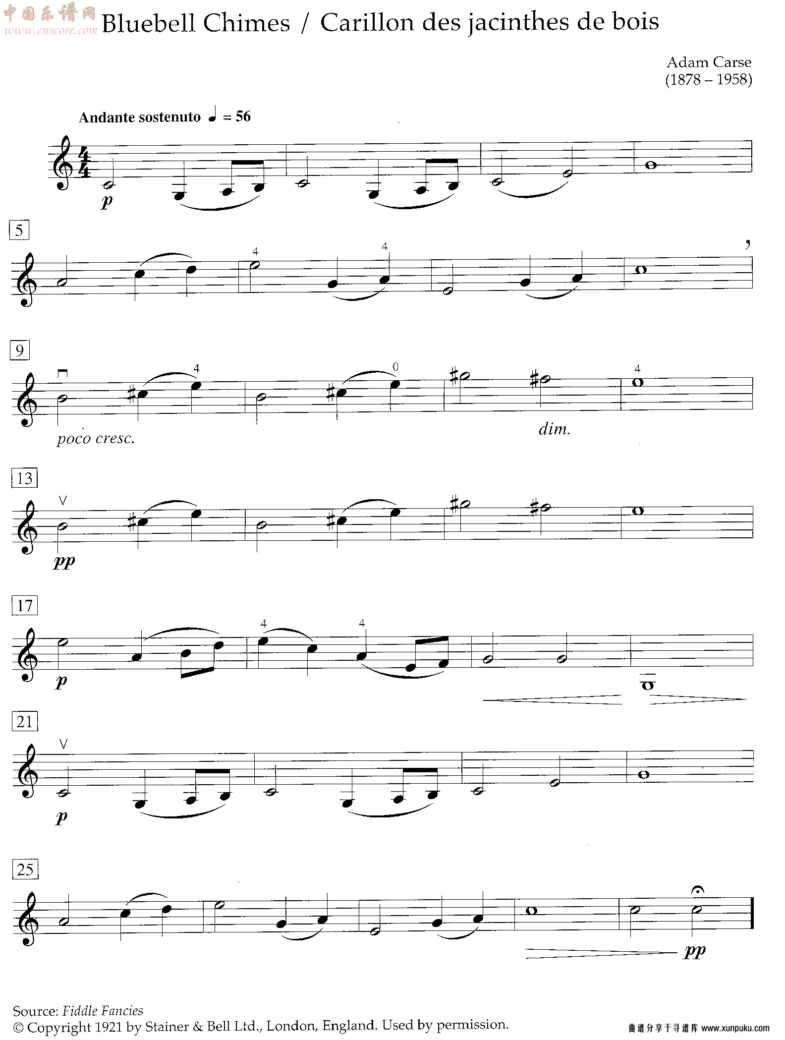 bluebell chimes小提琴谱