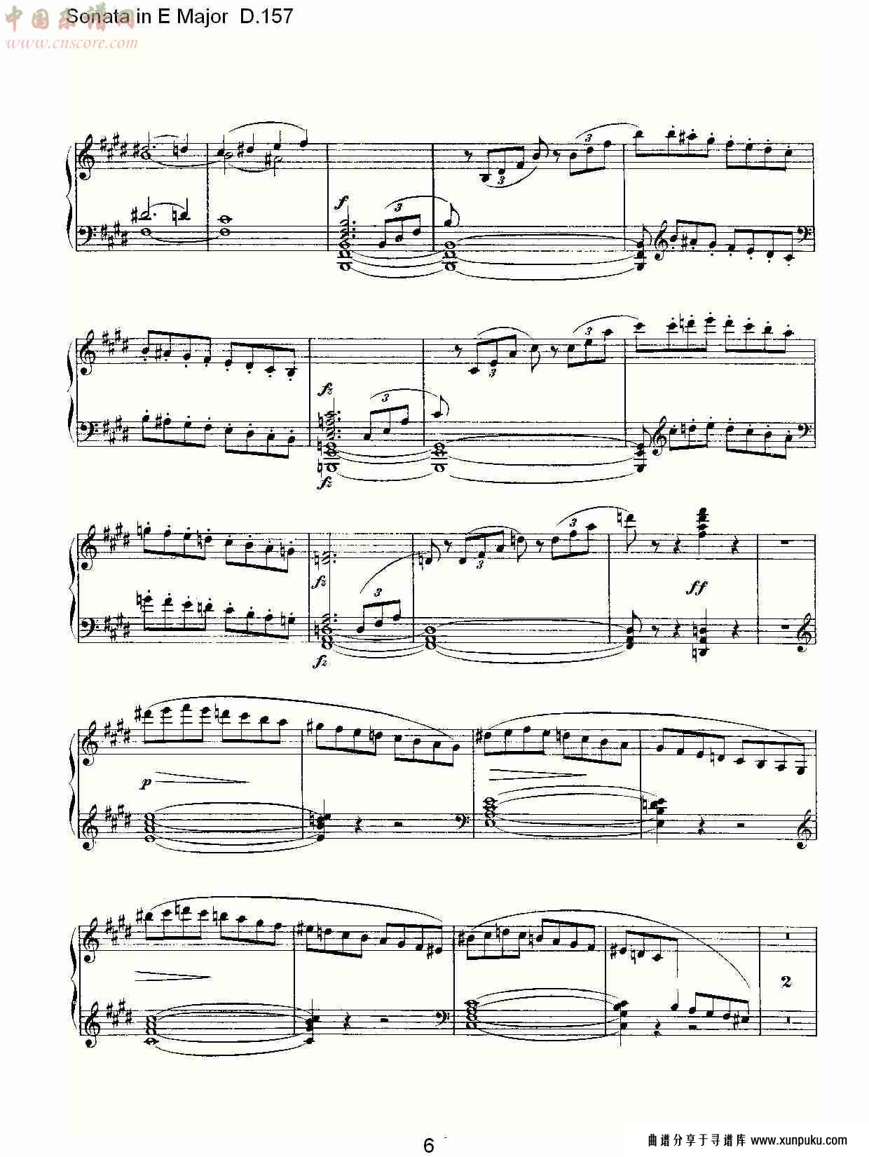 sonata in e major d.157  e大调奏鸣曲d.157（二）总谱第1页